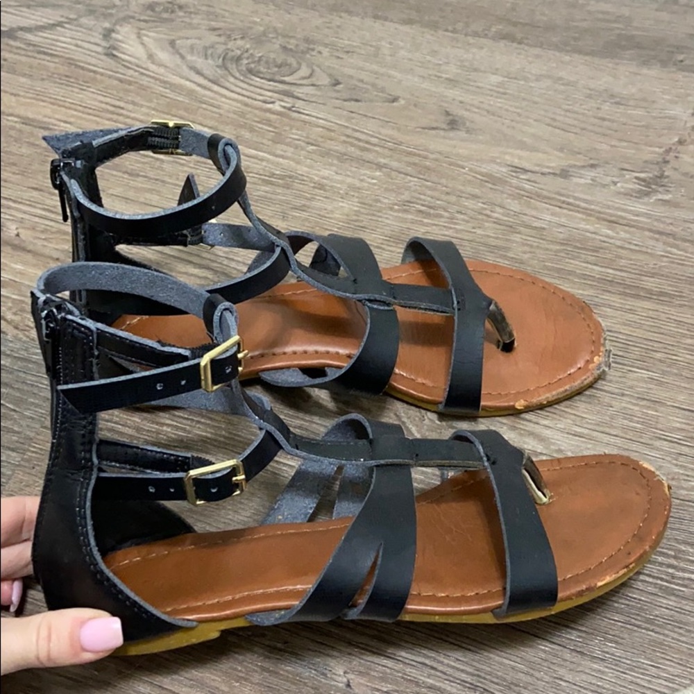 Black and Brown Gladiator Sandals